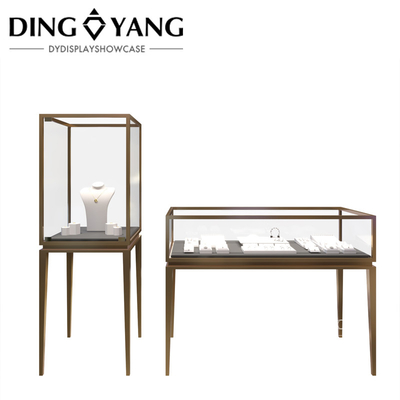 Fashion Modern Simple Popular Golden Jewellery Shop Counter Furniture , Beautiful Appearance Firm Structure