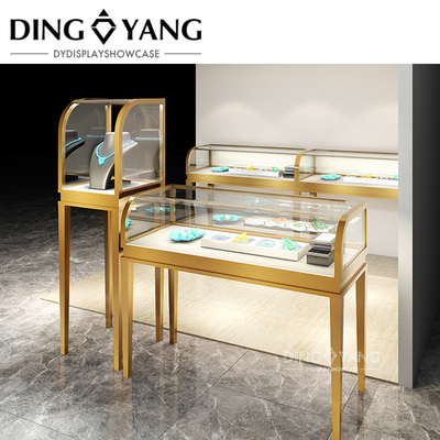 Fashion Modern Simple Popular Golden Jewellery Shop Counter Furniture , Beautiful Appearance Firm Structure