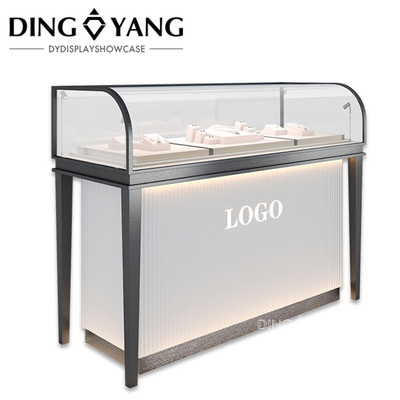 Fashion Beautiful Wooden Glass Jewellery Counter With Low Power Consumption Lights