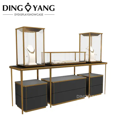 Modern Fashion Style Glass Luxury Upscale Jewellery Shop Showcase With Low Power Consumption Lights