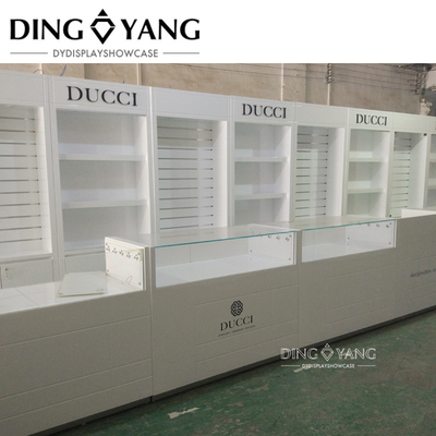 Modern Fashion Style Full White Wood Jewelry Counter Display No Installation