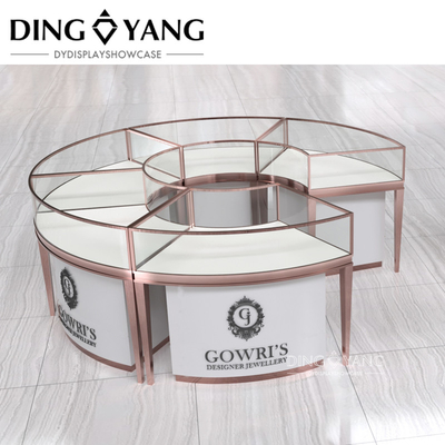 Modern Fashion Style Round Jewelry Store Showcase No Installation With Low Power Consumption Lights
