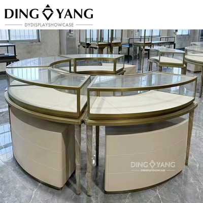Modern Fashion Style Round Jewelry Store Showcase No Installation With Low Power Consumption Lights