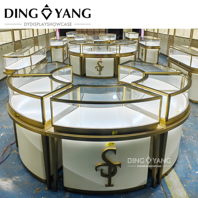 Modern Fashion Style Round Jewelry Store Showcase No Installation With Low Power Consumption Lights