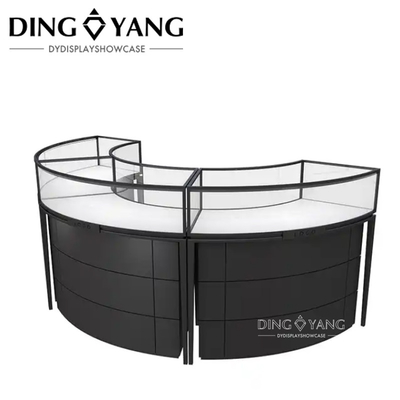 High End Black Round Jewelry Display Cases For Retail Stores No Installation With LED Lights