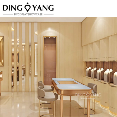 Luxury Gold Jewellery Shop Counter Design Custom Logo Color Size