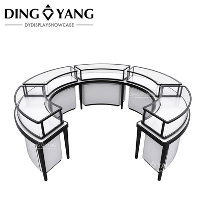 Manufacturer Directly Supply High End Luxury Black And White Round Wood Glass Jewellery Display Counter