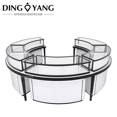 Manufacturer Directly Supply High End Luxury Black And White Round Wood Glass Jewellery Display Counter