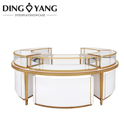 Factory Luxury High End Round Center Island Showcase Jewelry Display Case Glass Top With Smart Invisible Lighting System