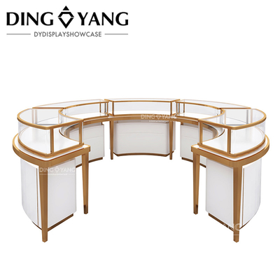 Factory Luxury High End Round Center Island Showcase Jewelry Display Case Glass Top With Smart Invisible Lighting System