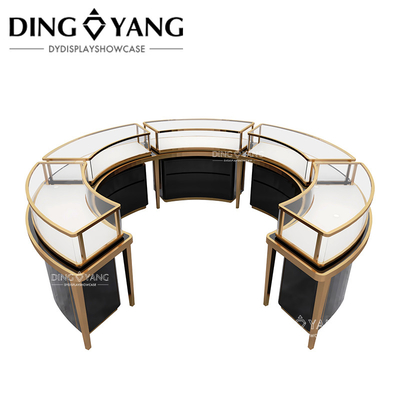 Factory Supplier Of High End Jewelry Display Showcases Black Center Island Round Display Cases With Intelligent Lighting