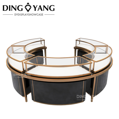 Factory Supplier Of High End Jewelry Display Showcases Black Center Island Round Display Cases With Intelligent Lighting