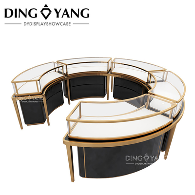 Factory Supplier Of High End Jewelry Display Showcases Black Center Island Round Display Cases With Intelligent Lighting