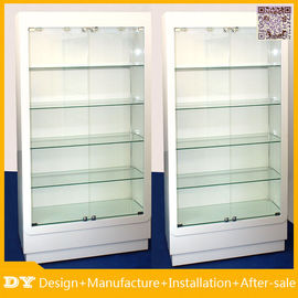 Customized good quality wall glass jewelry display shelves with lighting