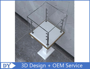 3D Design Modern Wooden Tempered Glass Jewelry Display Case For Shopping Mall