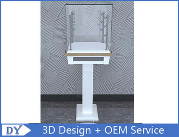 3D Design Modern Wooden Tempered Glass Jewelry Display Case For Shopping Mall