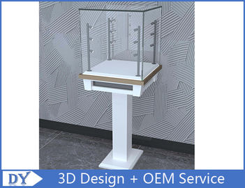 3D Design Modern Wooden Tempered Glass Jewelry Display Case For Shopping Mall