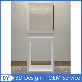 Oem manufacturing good price wooden glass white color perspex display stands with locks