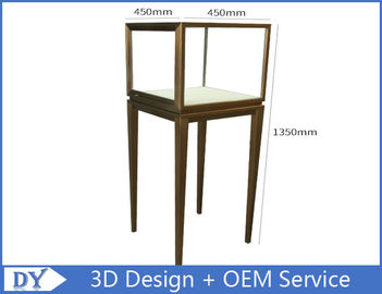 Manufacturer oem top grade fully assemble  brush stainless steel glass pedestal display stand with lights