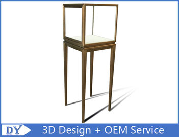 Manufacturer oem top grade fully assemble  brush stainless steel glass pedestal display stand with lights