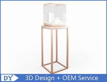 OEM manufacturing high end stainless steel museum pedestal display case with led spot lights