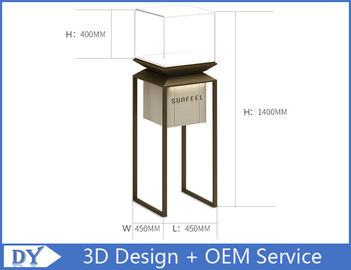 OEM manufacturing high end stainless steel museum pedestal display case with led spot lights