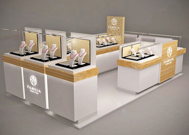 Small Space Retail Shopping Mall Kiosk / Jewellery Display Cabinets Stable Structure