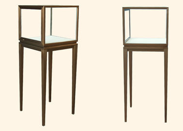 Museum Custom Glass Display Cases Brushed Stainless Legs With LED Spot Lights