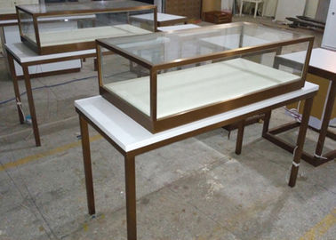 Simple Design Glass Jewelry Case / Retail Display Cases Hidden LED Strip Lights