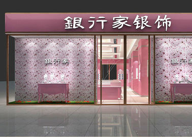 Glossy Pink Color Showroom Display Cases 8MM And 6MM Tempered Glass Materials