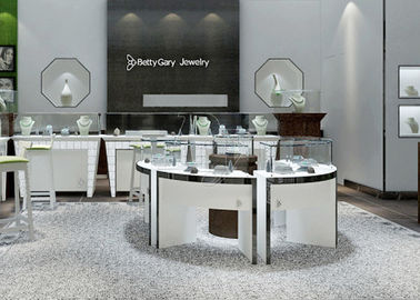 Modern White Color Round Circle Jewellery Display Counter / Retail Display Cases