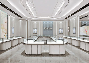 Matte White Jewelry Store Display Cases , Jewellery Display Counter