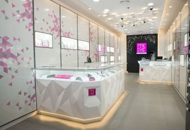 Attractive Pule White Jewellery Showcases Display With Customize Logo