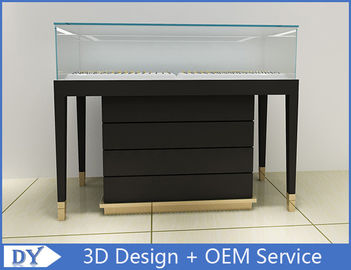 Wooden In Black Lacquer Jewelry Store Display Cases With Strong Glass