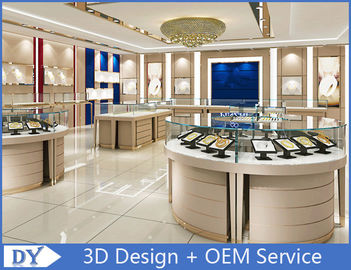 High End Store Jewelry Display Cases , Wood Gold Shop Jewelry Showroom Furniture