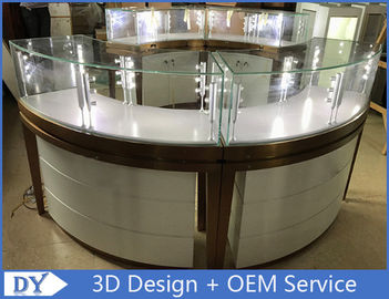 High End Stainless Steel Gold Jewellery Showroom Display With Led Light