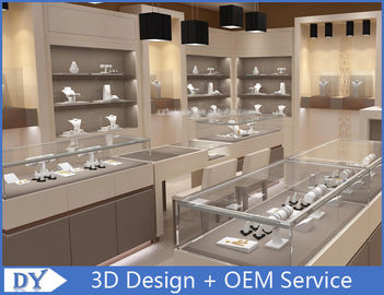 Fashion Jewelry Store Interior Showroom Display Cases MDF + Tempered  Glass