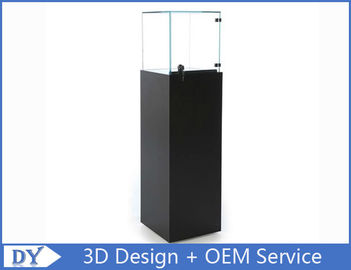 Black Wooden Glass Free Standing Jewellery Display Cases Enclosed Storage Area