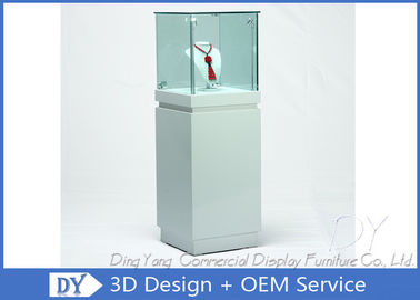 OEM Square White Glass Jewelry Display Cases / Lockable Jewellery Display Cabinet