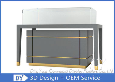 Store Jewelry Merchandise Display Cases with Stainless Steel + Wood + Glass + Lights