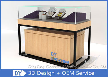 Luxury Veneer Stain Steel Jewelry Store Showcases With Large Storage