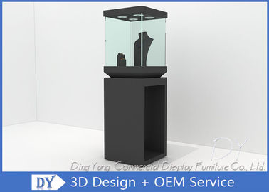 Modern Black Wooden Glass Jewelry Tower Display Cases For Window Display