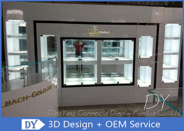 Fully Pre Assembly Modern Jewelry Showcases With MDF Wood + Glass + Lights