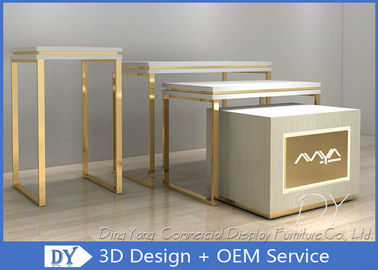 Luxury Jewelry Showcase Display , Melamine Laminated Or Painting Metal Jewelry Table