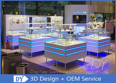 Fashion Jewelry Showcase Display With Led Lights / Jewellery Counter Display