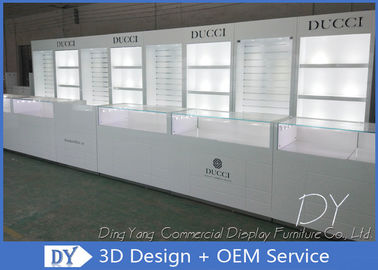 Glossy White Jewelry Display Showcases Fully With Led Lights Locks Enclosed Large Stor