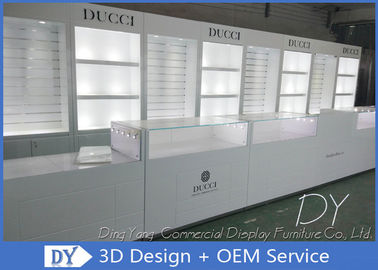 Shining White Store Jewelry Display Cases , OEM Design Jewellery Shop Counter