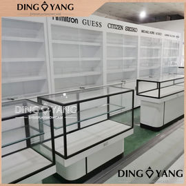 Durable Jewelry Showcase Display / White Wooden Glass Jewelry Display Case