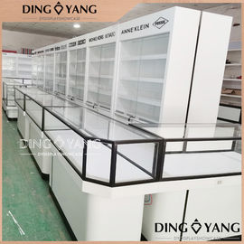 Durable Jewelry Showcase Display / White Wooden Glass Jewelry Display Case