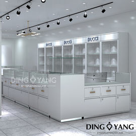 Showroom Glossy White Jewellery Shop Display Counters